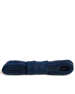 Granatowe, płaskie, bawełniane sznurówki do butów, 180 cm, Kaps