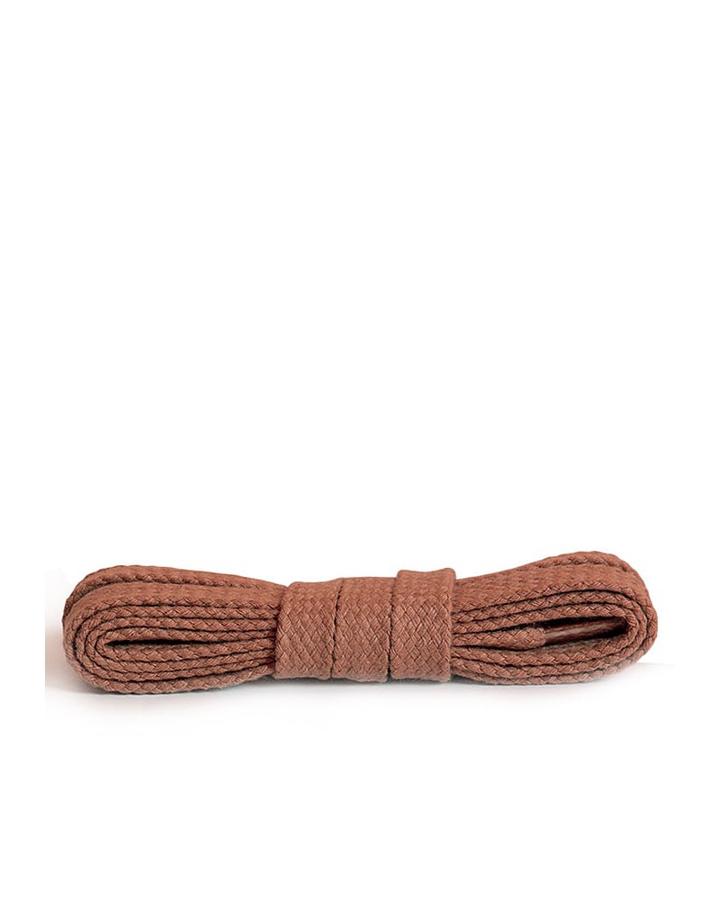 Płaskie, bawełniane sznurówki do butów, 90 cm, Kaps, koniak