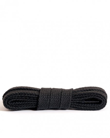 Czarne, płaskie, bawełniane sznurówki do butów, 200 cm, Kaps