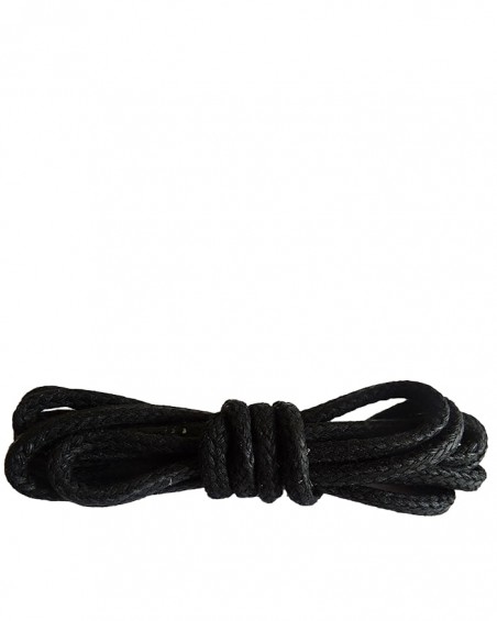 Czarne, okrągłe grube, woskowane sznurówki do butów, 120 cm, Kaps