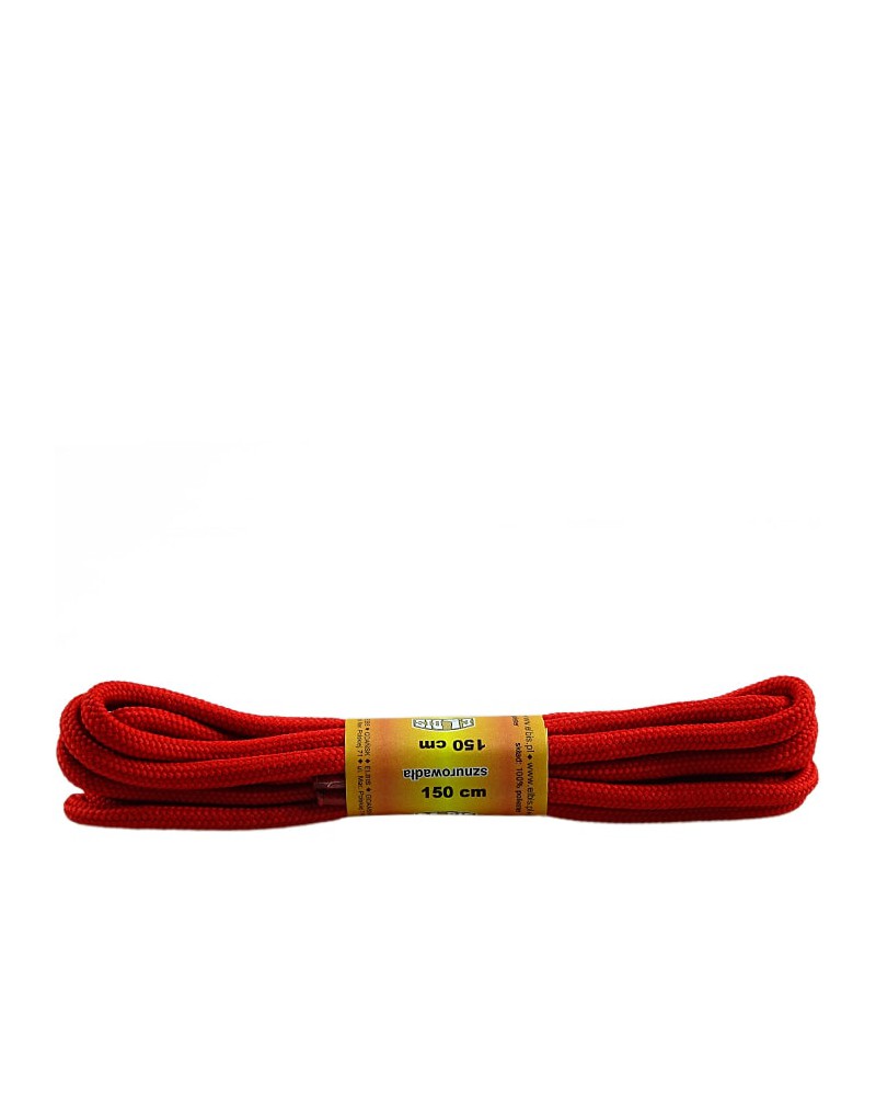 Czerwone, poliestrowe, sznurówki do butów, okrągłe grube 150 cm