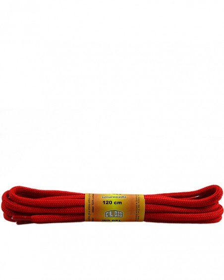 Czerwone, poliestrowe, sznurówki do butów, okrągłe grube 120 cm