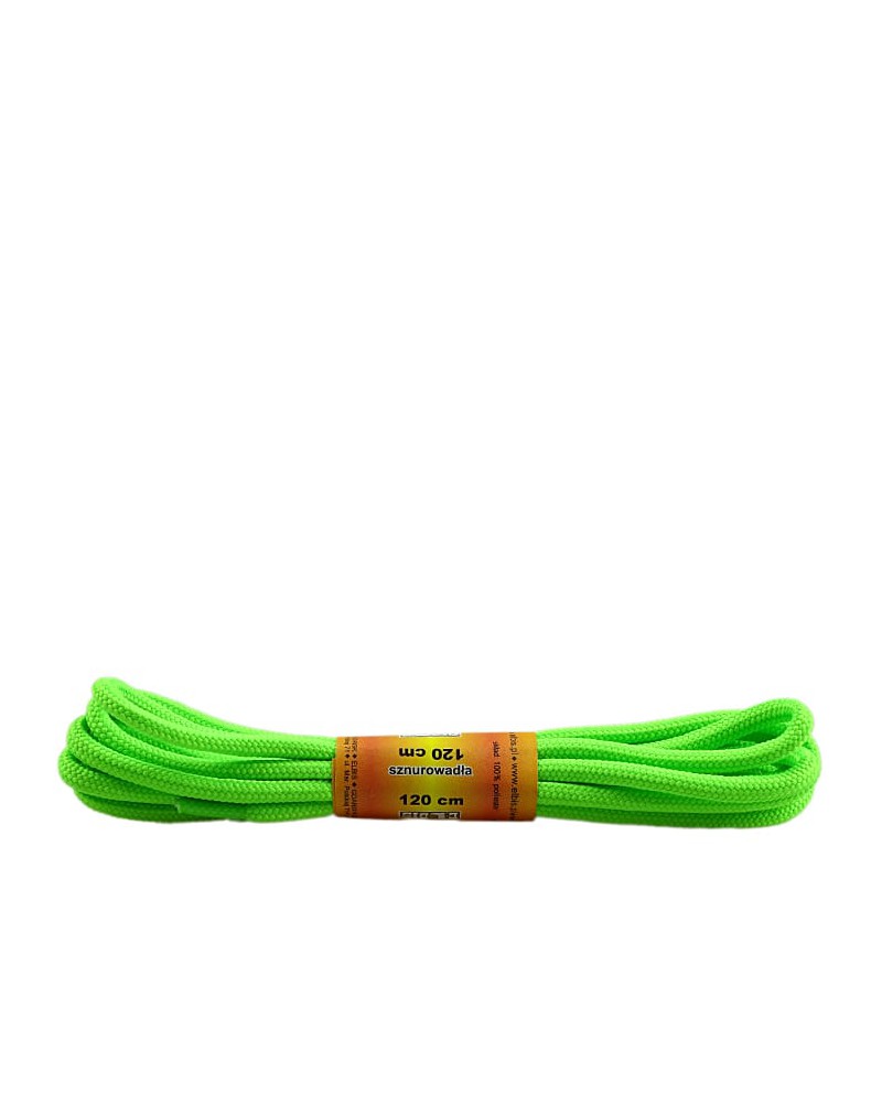 Zielone, jaskrawe, poliestrowe, sznurówki do butów, okrągłe grube 120 cm