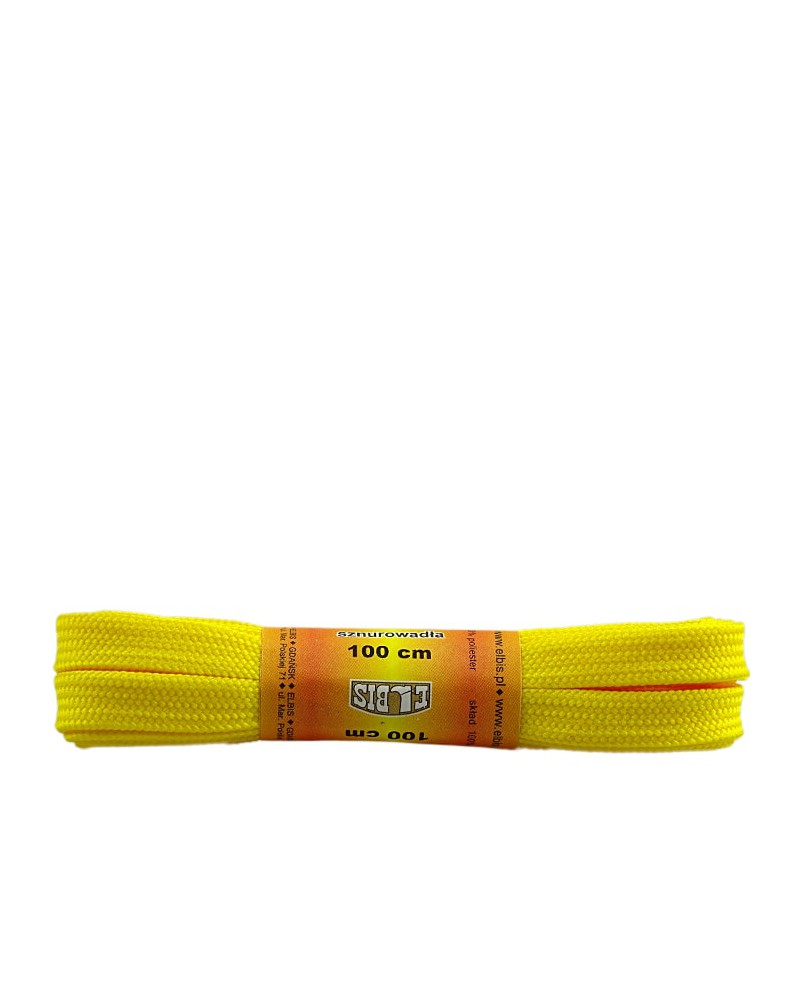 Żółte, poliestrowe, płaskie sznurówki do butów, 100 cm