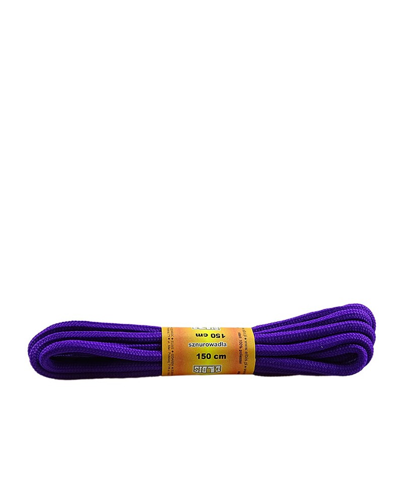 Fioletowe, poliestrowe, sznurówki do butów, okrągłe grube 150 cm