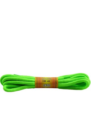Zielone, jaskrawe, poliestrowe, sznurówki do butów, okrągłe grube 150 cm