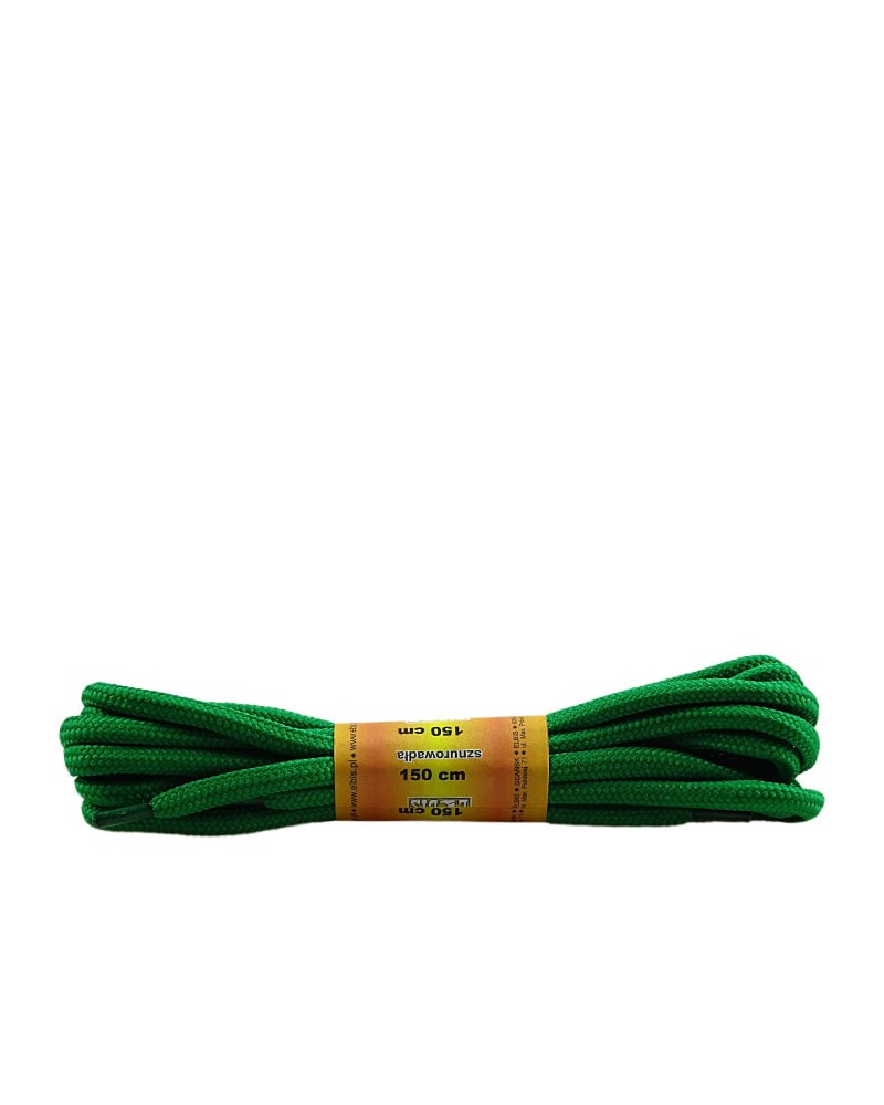 Zielone, poliestrowe, sznurówki do butów, okrągłe grube 150 cm