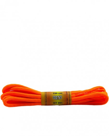 Pomarańczowe, jaskrawe, poliestrowe, sznurówki do butów, okrągłe grube 150 cm