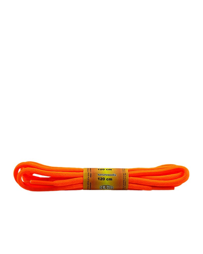 Pomarańczowe, jaskrawe, poliestrowe, sznurówki do butów, okrągłe grube 120 cm