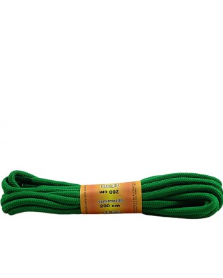 Zielone, poliestrowe, okrągłe sznurówki do butów, 200 cm