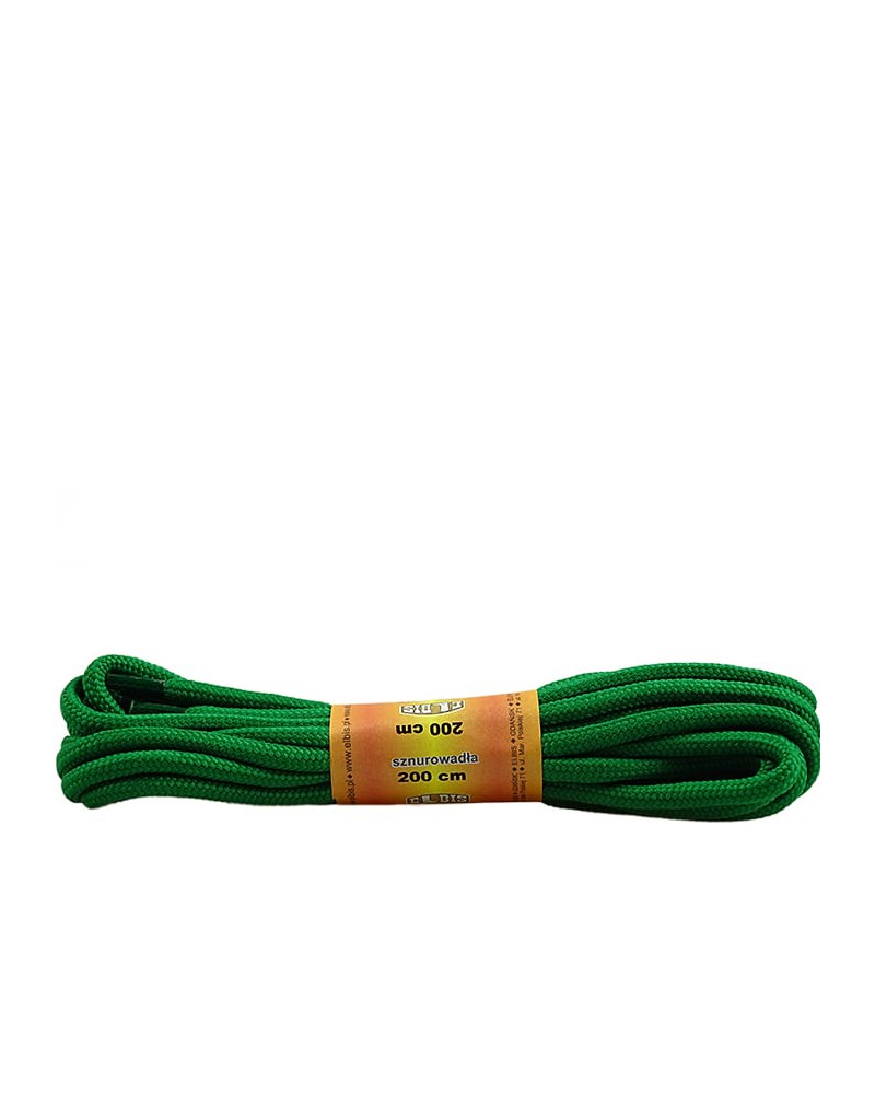Zielone, poliestrowe, okrągłe sznurówki do butów, 200 cm