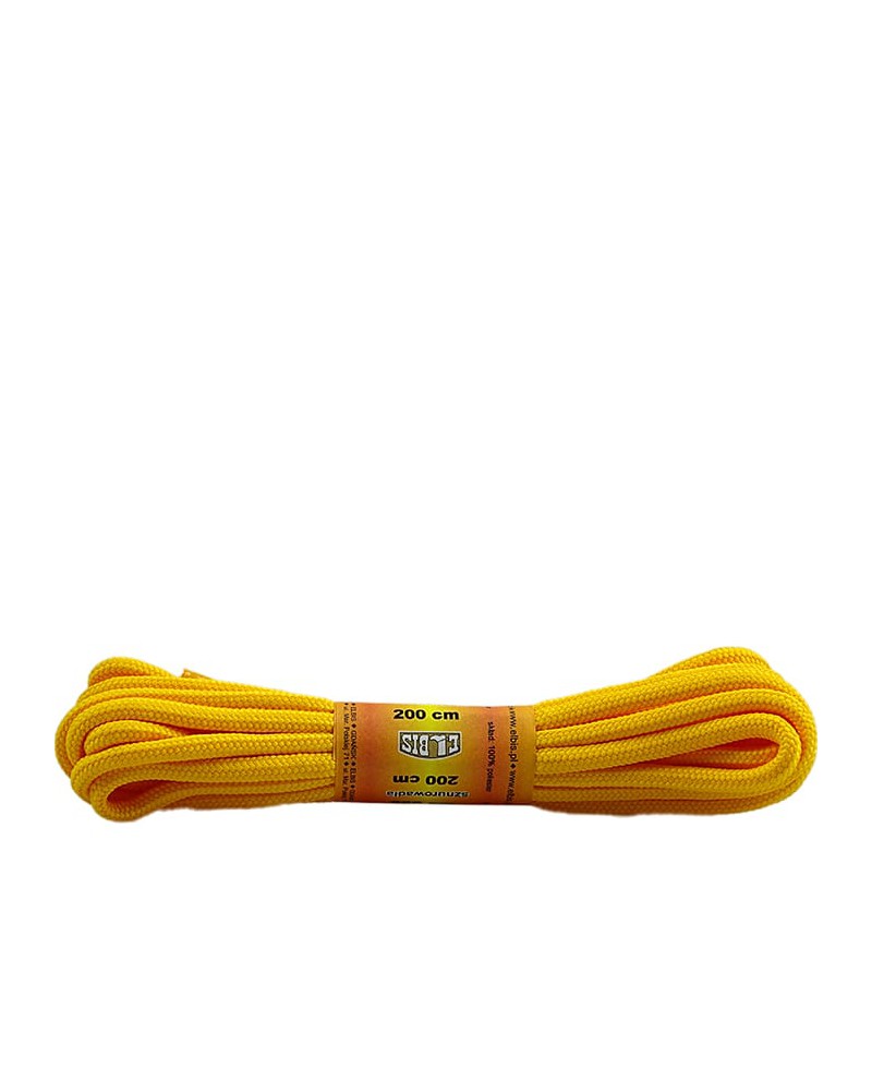 Żółte, poliestrowe, okrągłe sznurówki do butów, 200 cm