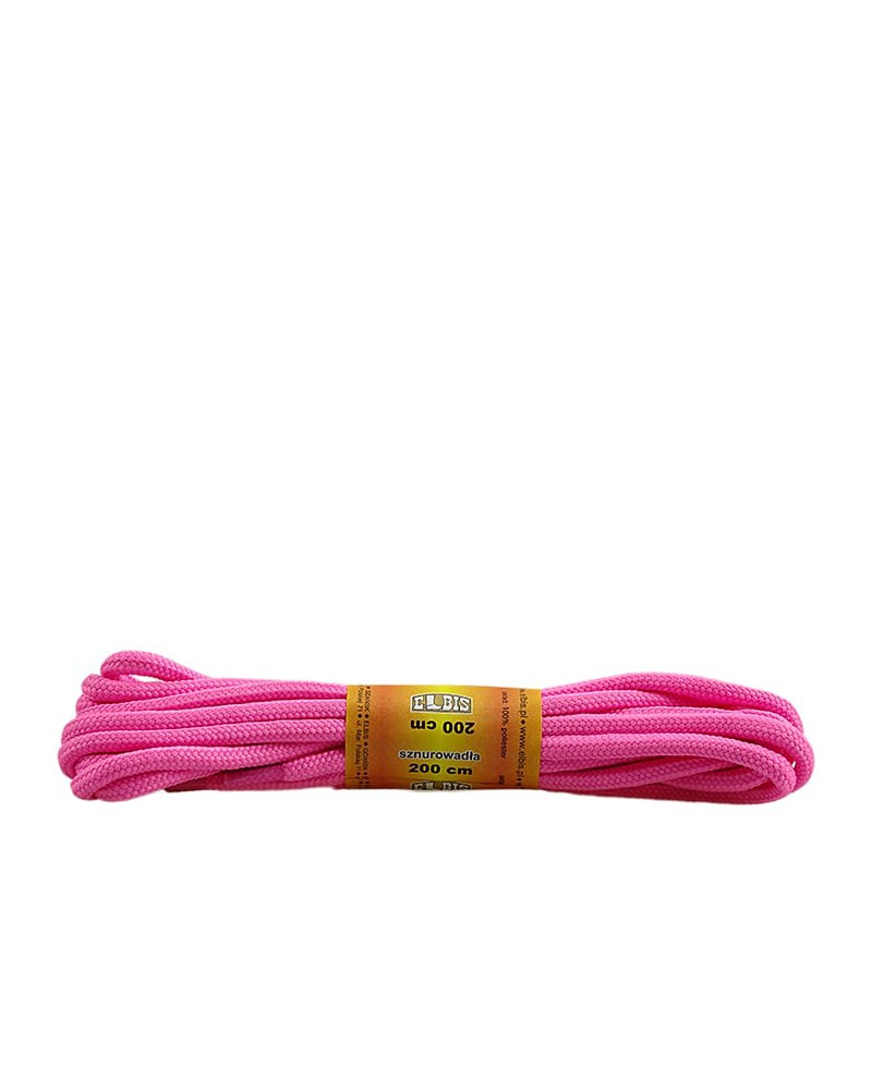 Różowe, poliestrowe, okrągłe sznurówki do butów, 200 cm