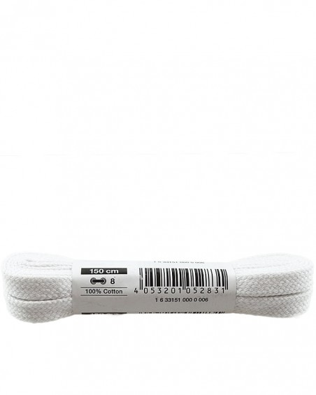 Białe, bawełniane sznurówki do butów, płaskie, 150 cm, Bama