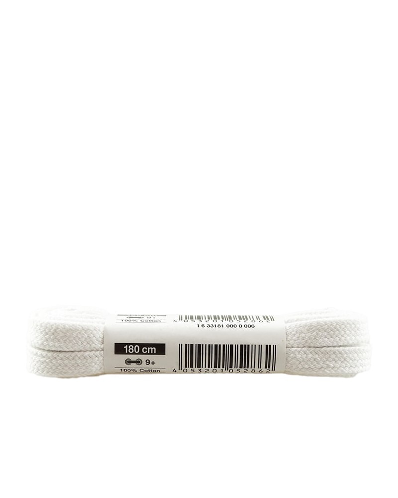 Białe, płaskie, bawełniane sznurówki do butów, 180 cm, Bama
