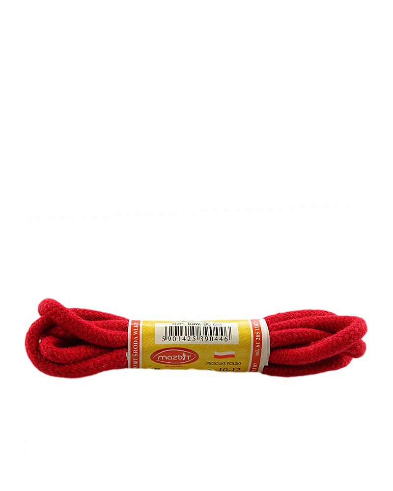 Czerwone, okrągłe grube, sznurówki do butów, 90 cm, Mazbit