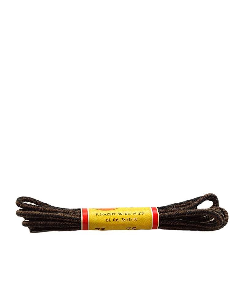 Czarno-brązowe, paski, sznurówki okrągłe cienkie, 60 cm, Mazbit