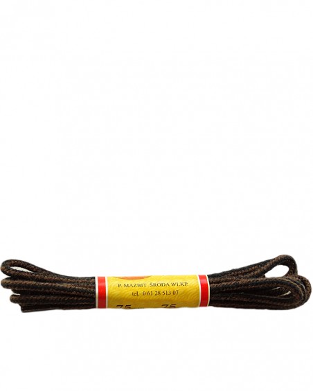 Czarno-brązowe, paski, sznurówki okrągłe cienkie, 60 cm, Mazbit
