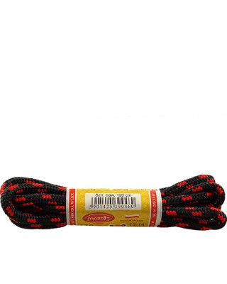 Czarno-czerwone, trekkingowe sznurówki do butów, 150 cm