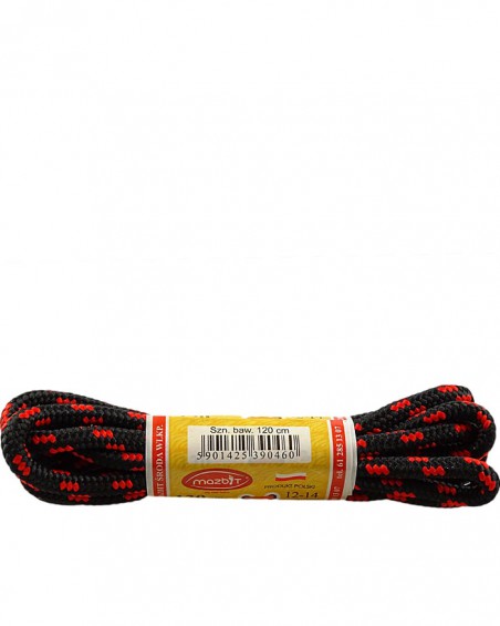 Czarno-czerwone, trekkingowe sznurówki do butów, 150 cm, Mazbit