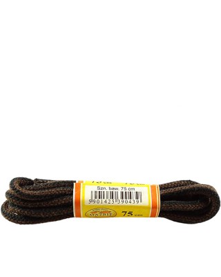 Czarno-brązowe, paski, okrągłe grube, sznurowadła, 75 cm, Mazbit