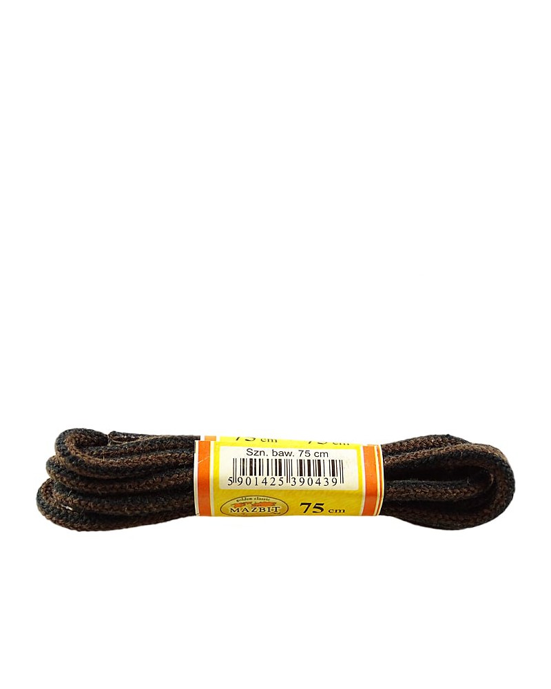 Czarno-brązowe, paski, okrągłe grube, sznurowadła, 75 cm, Mazbit