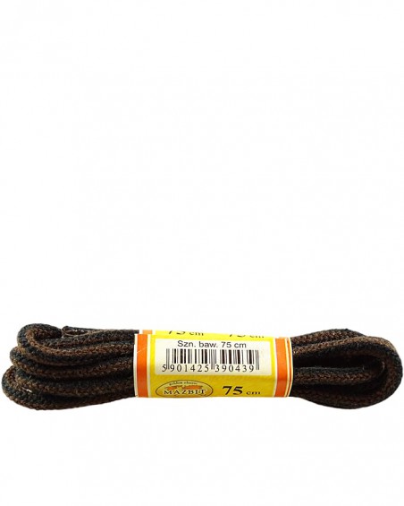 Czarno-brązowe, paski, okrągłe grube, sznurowadła, 120 cm, Mazbit