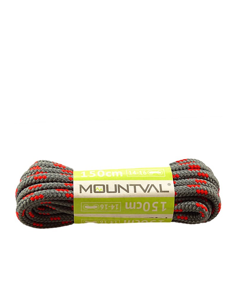Szaro-czerwone, trekkingowe sznurówki do butów, 150 cm, Mountval