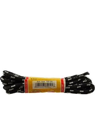 Czarno-szare, trekkingowe sznurówki do butów, 120 cm, Mazbit