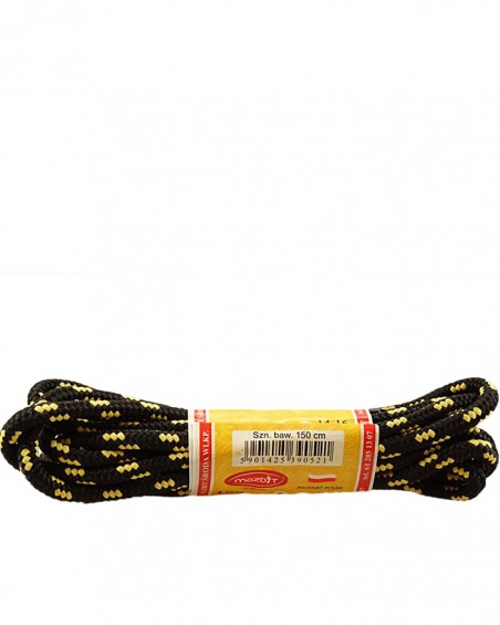 Czarno-żółte, trekkingowe sznurówki do butów, 120 cm, Mazbit