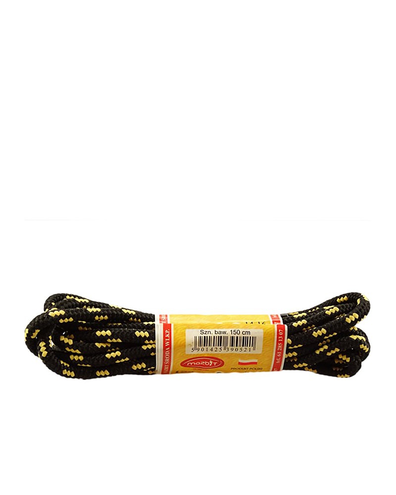 Czarno-żółte, trekkingowe sznurówki do butów, 200 cm, Mazbit