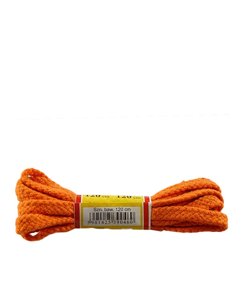 Pomarańczowe, płaskie sznurówki do butów, 120 cm, Mazbit
