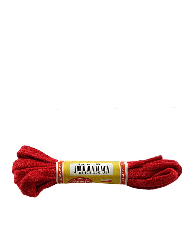 Czerwone, płaskie sznurówki do butów, 120 cm, Mazbit
