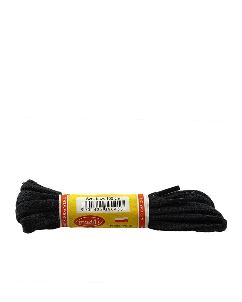 Czarne, płaskie sznurówki do butów, 90 cm, Mazbit