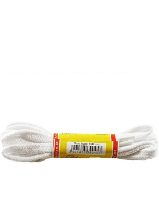 Białe, płaskie sznurówki do butów, 150 cm, Mazbit