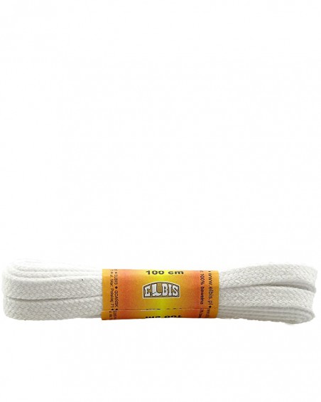 Białe sznurówki do butów, bawełniane, płaskie, 120 cm, Elbis