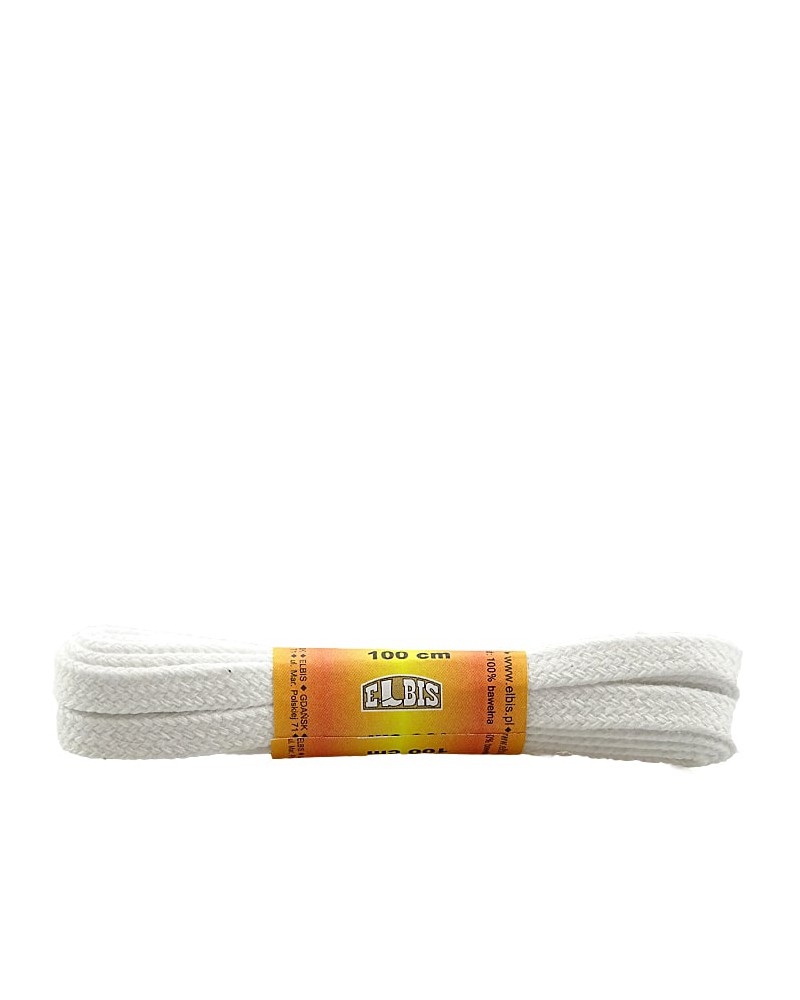Białe, płaskie sznurówki do butów, 150 cm, Elbis