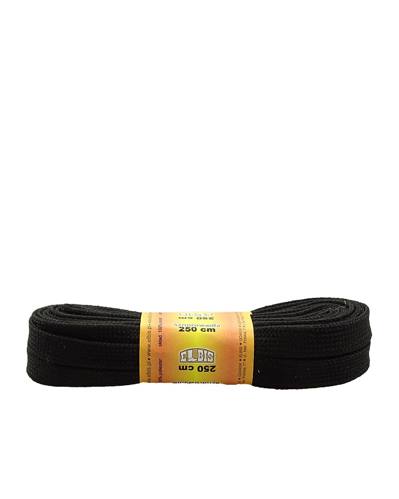 Czarne, poliestrowe sznurówki do łyżew, rolek, 250 cm