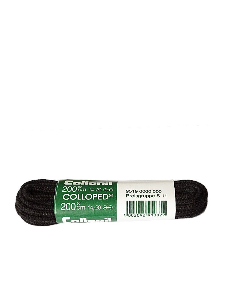 Czarne, okrągłe grube sznurówki do butów, 200 cm, Collonil