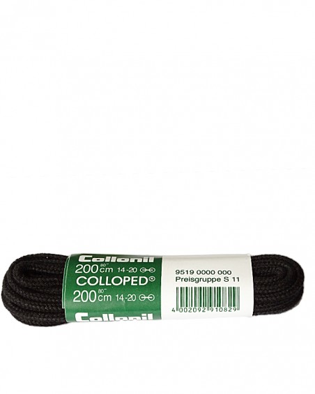 Czarne, okrągłe grube sznurówki do butów, 200 cm, Collonil
