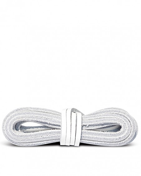 Białe, skórzane sznurówki, rzemyki do butów, 140 cm, Kaps