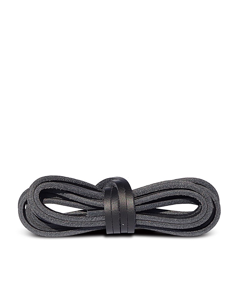 Czarne, skórzane sznurówki, rzemyki do butów, 120 cm, Kaps