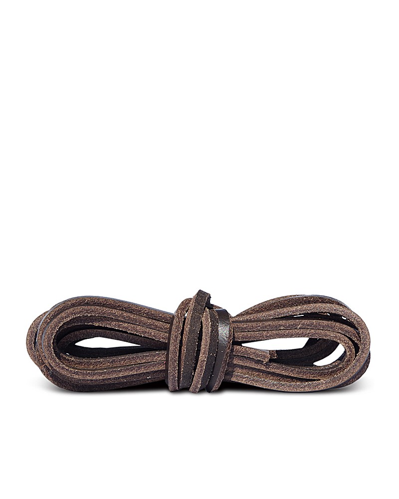 Ciemnobrązowe, skórzane sznurówki, rzemyki do butów, 140 cm, Kaps