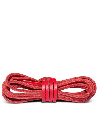 Czerwone, skórzane sznurówki, rzemyki do butów, 120 cm, Kaps